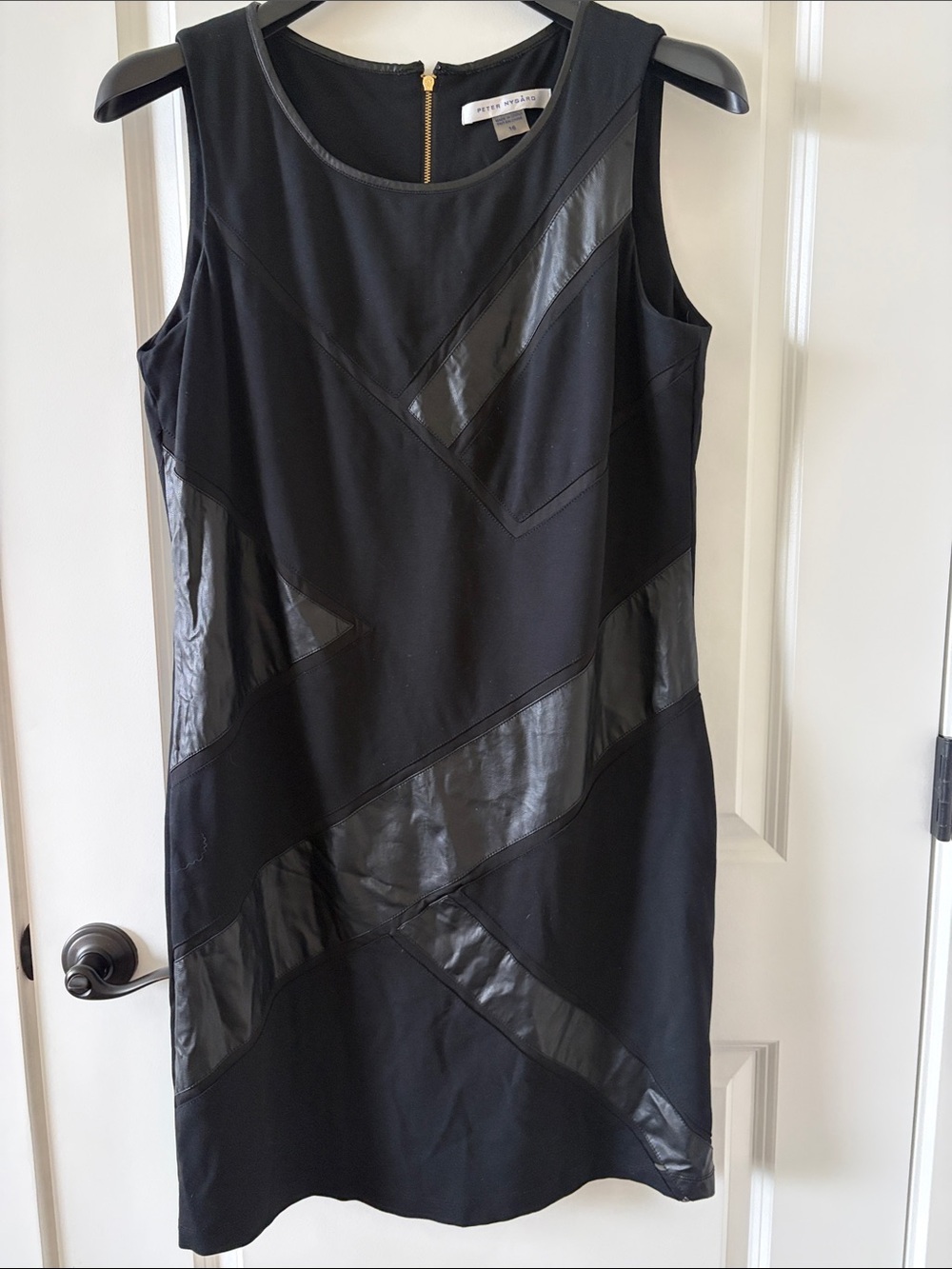 Peter Nygard  Black Sleeveless Dress with Faux-Leather Insets